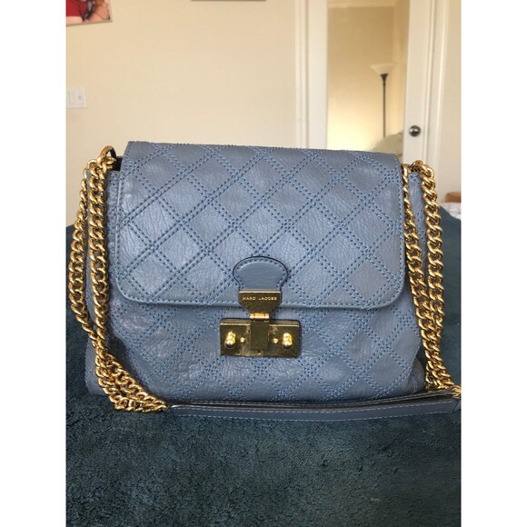 Marc Jacobs collection quilted blue large baroque single made in Italy bag - Picture 1 of 12